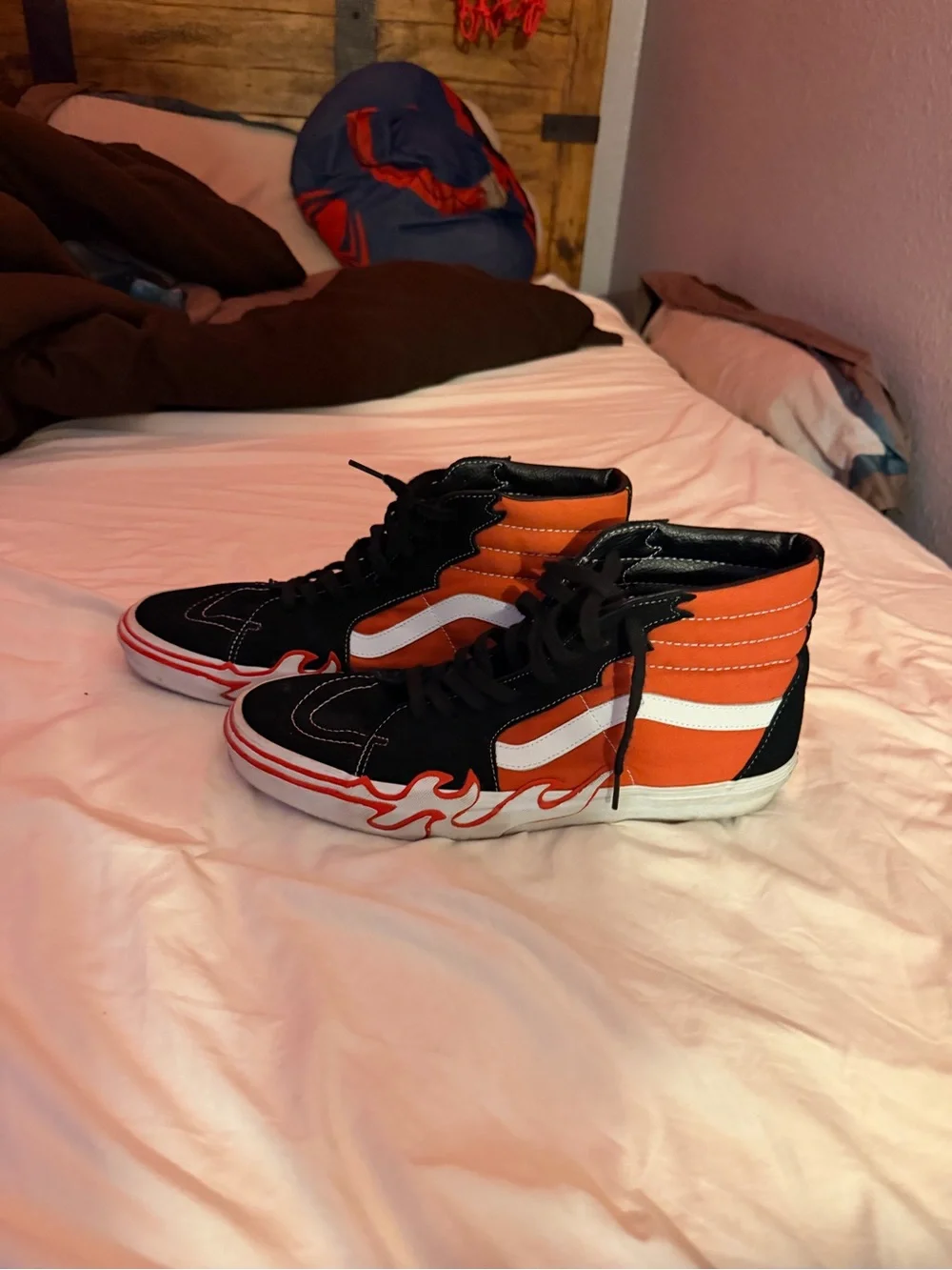 Vans Sk8-Hi Orange Black White Flame Skate Sneakers